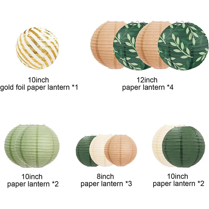 Sage Green Paper Lanterns Rustic Wedding Decorations Background Retro