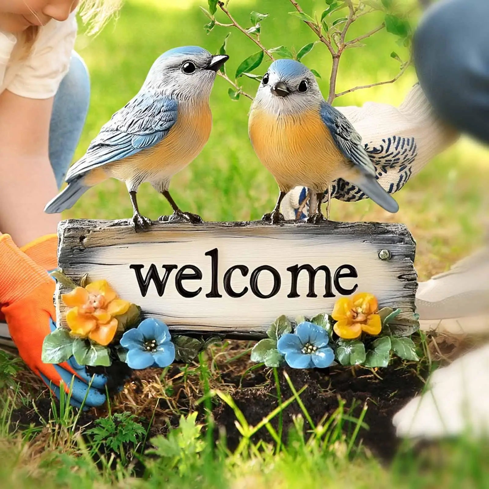 Flat Welcome Bird Yard Sign PVC Garden Decoration Animal Stake Figure Zpaxo Multicolor