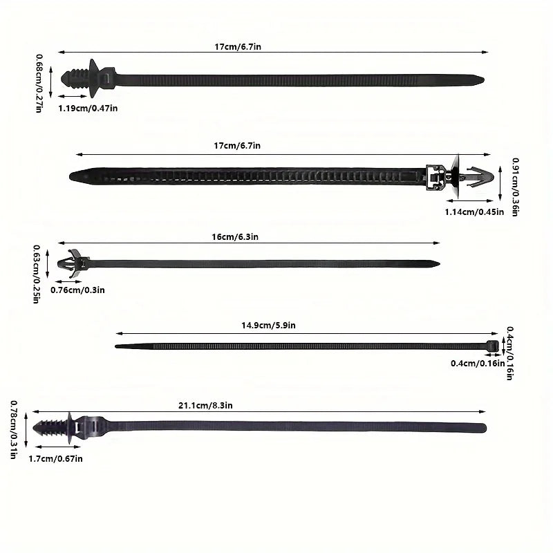 Universal Nylon Push Mount Cable Zip Tie Self Locking Strap 5 Most