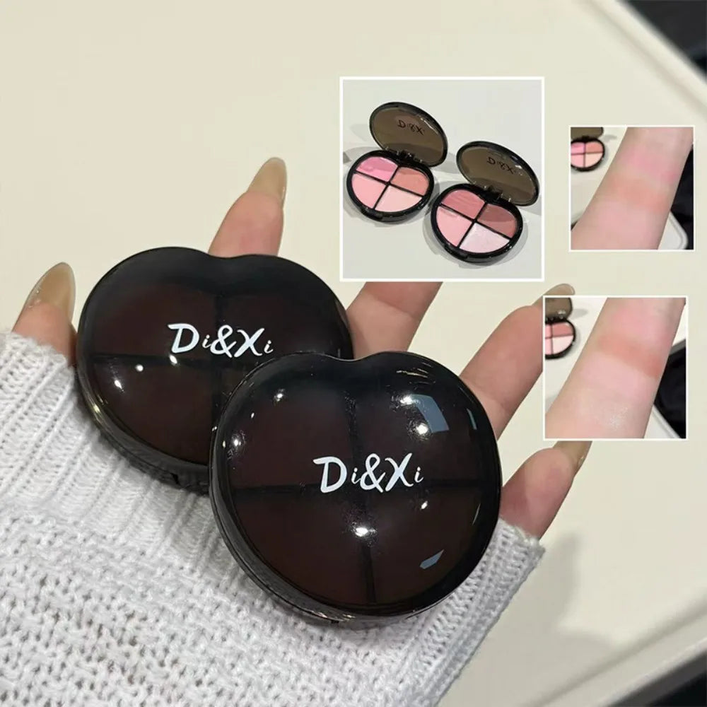 Di&Xi 4-Color Cream Heart Blusher Palette Water Light Highlighter Natural Brighten for Cheeks,Shadow Contour Face Makeup Rouge Zpaxo