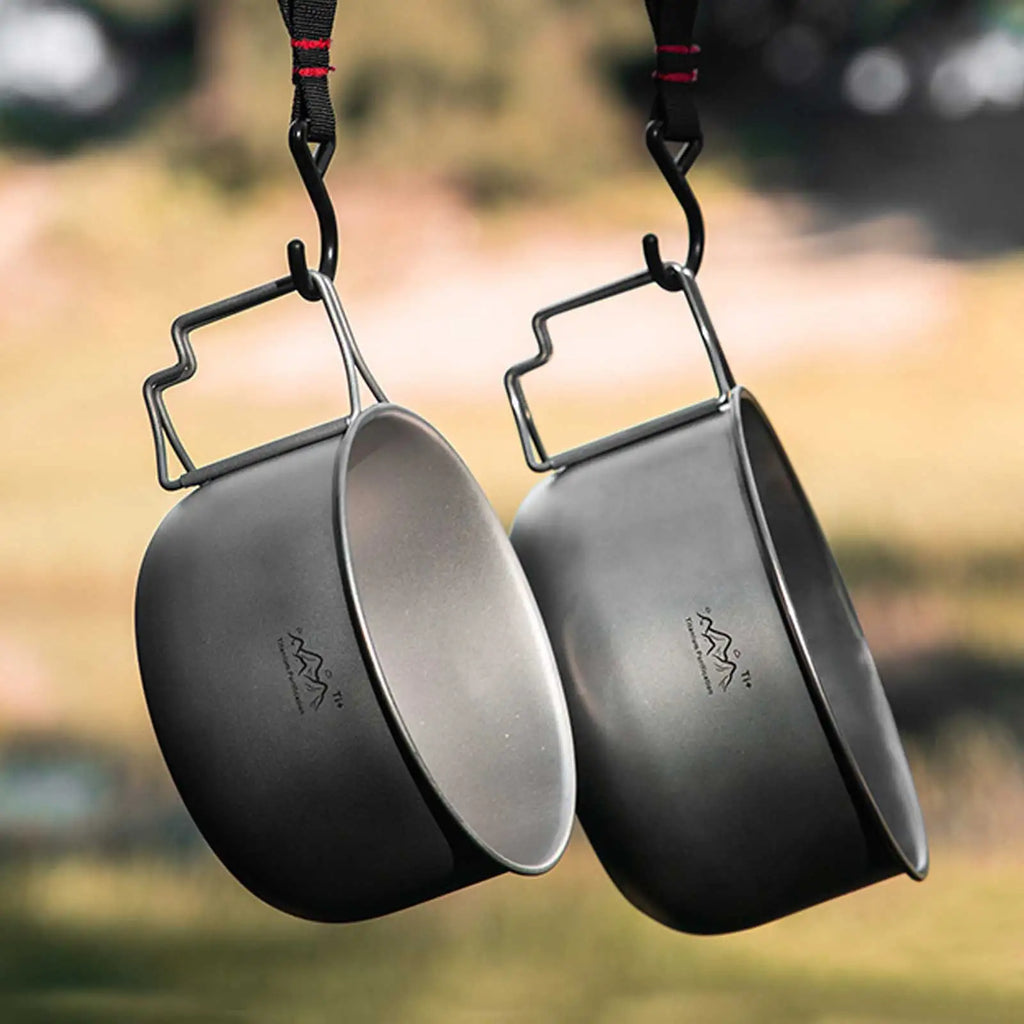 Titanium Camping Bowl Multi-functional Foldable Soup Pot Reusable