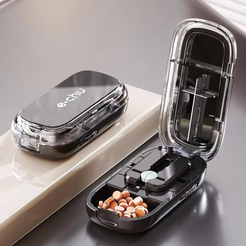 Adjustable Quartering Pill Cutter Storage Box Portable Drug Tablet Medicine Dustproof Divider Organizer Crusher Pill Cutter Zpaxo
