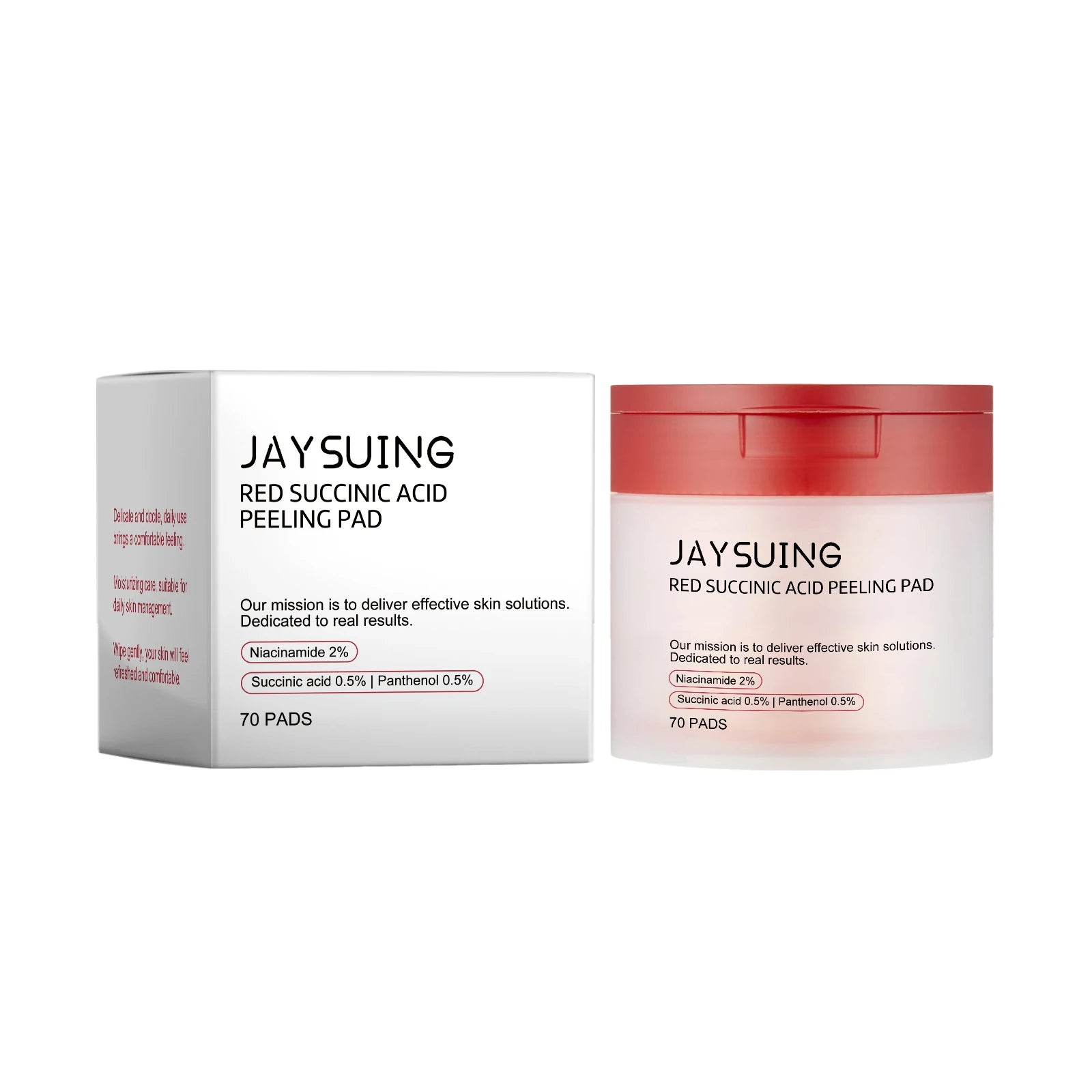 70pcs Red Succinic Acid Peeling Pads Gentle Exfoliation Soothing Moisturizing Delicate Smooth Skin Panthenol Facial Peeling Pads Zpaxo 70pads Boxed