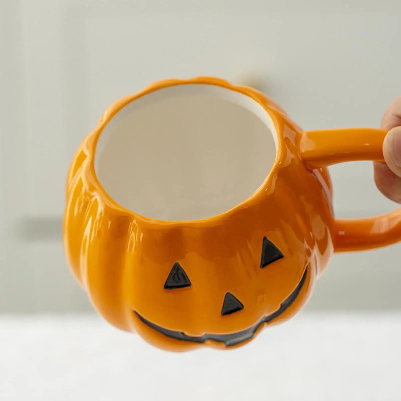 Halloween Coffee Mug Pumpkin Ceramic Cup Lid Aesthetic Cold Weather