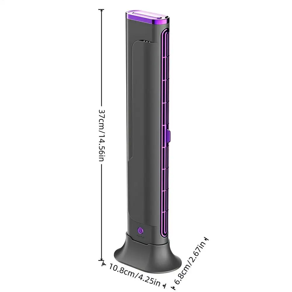 Portable Bladeless Tower Fan Summer USB Rechargeable Small Air Cooler Zpaxo B