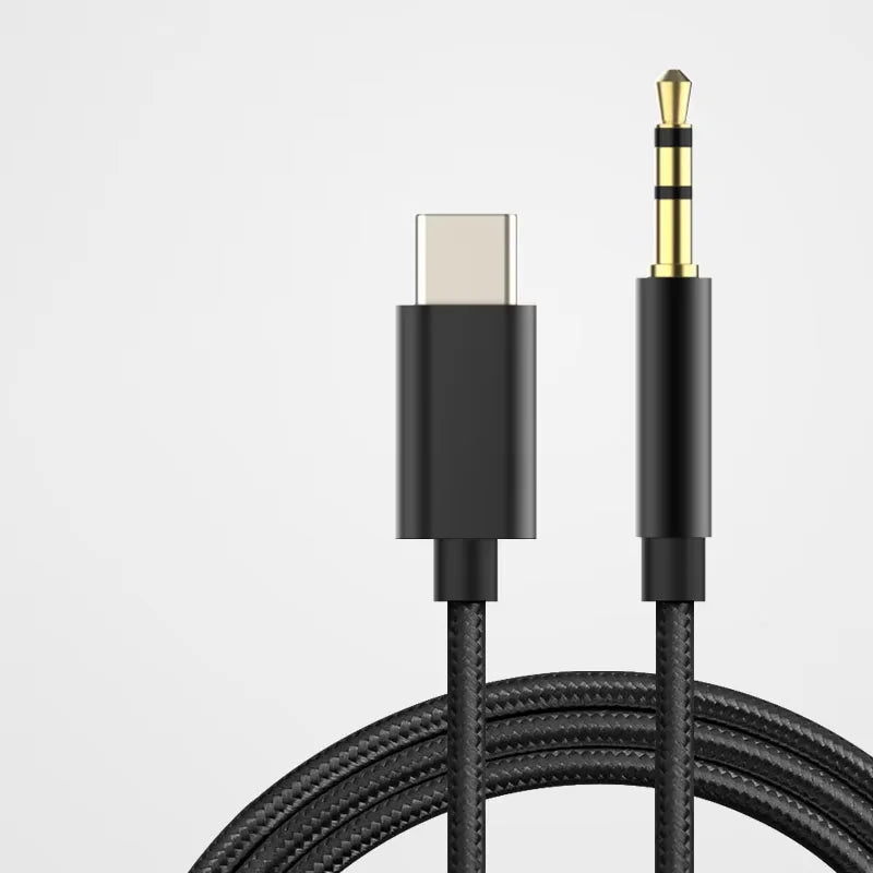 USB-C to 3.5mm AUX Audio Cable Adapter | Car & Phone USB-C Audio Adapter Zpaxo Black Nylon woven