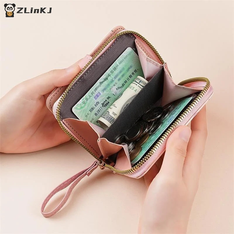 Women Short Wallet PU Leather Cute Cat Coin Purse Folding Zipper ID Zpaxo