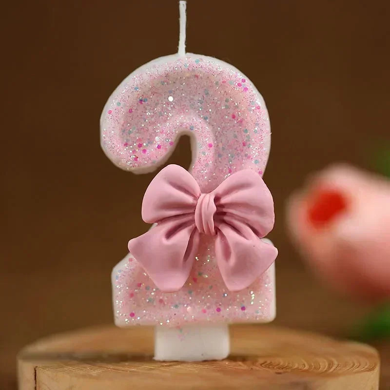 1 2 3 4 5 6 7 8 9 3D Number Candle Cake Number Cake Candle Pink Glitter Birthday Candle Topper Birthday Party Cake Decor Hot Zpaxo 2