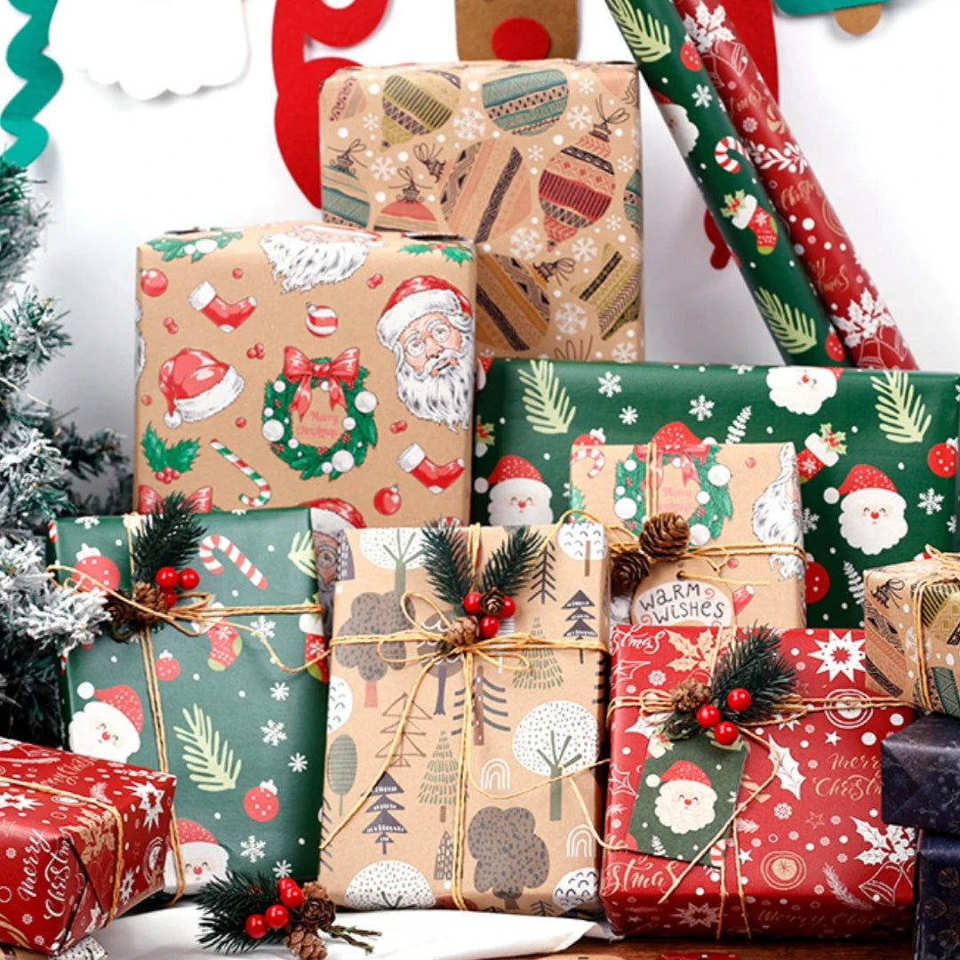 Christmas Kraft Wrapping Paper 50x70cm – Recyclable Gift Wrap