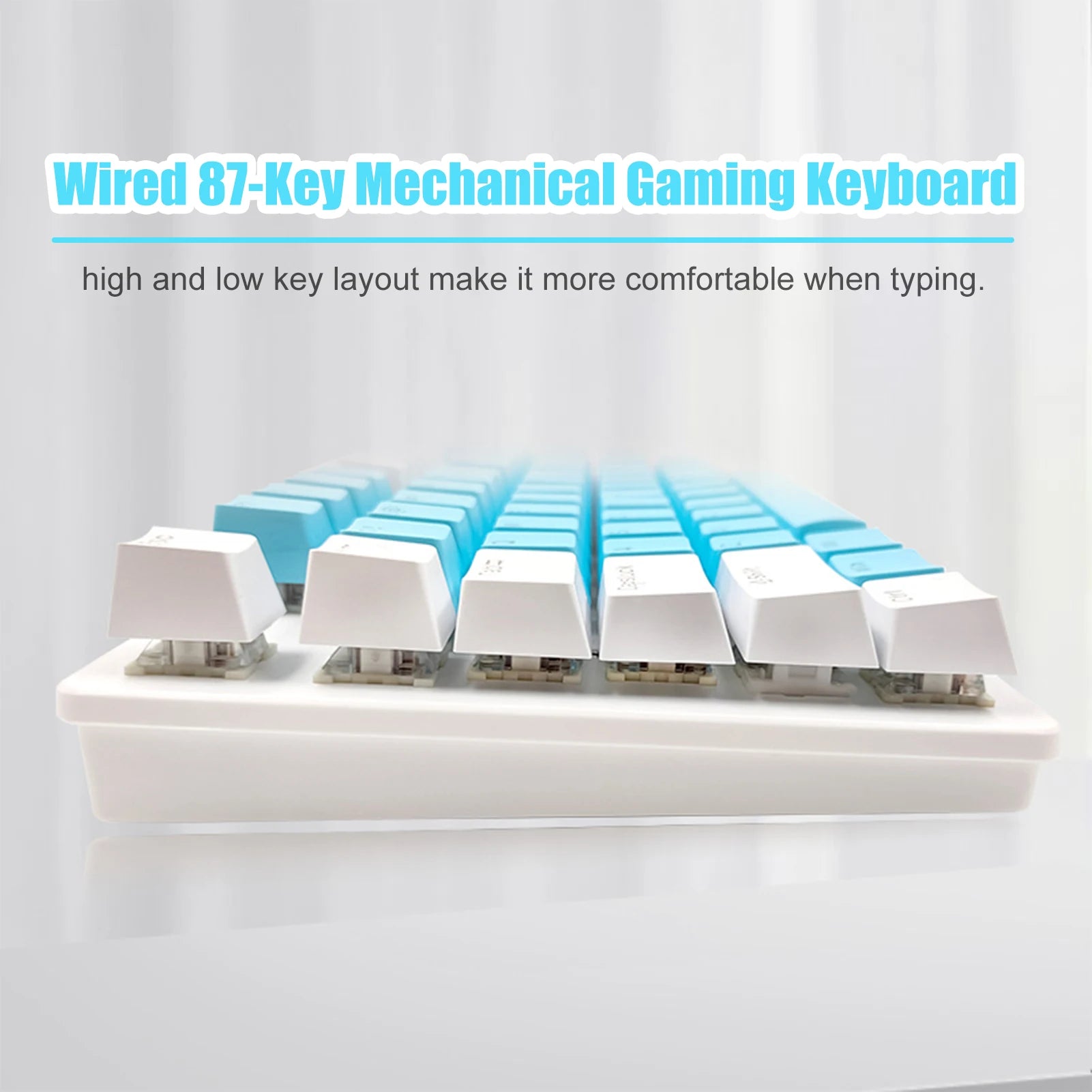 Wired 87-Key Mechanical Gaming Keyboard Rainbow Backlit Keyboard For Windows PC Laptop for Game and Office Zpaxo