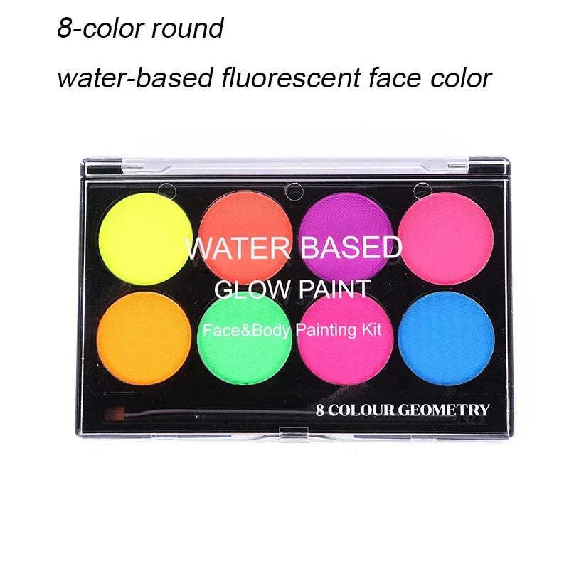 20 Colors Face Body Oil Painting Paint Pigment Non Toxic Safe Kids Zpaxo 07-8Color Glow Water