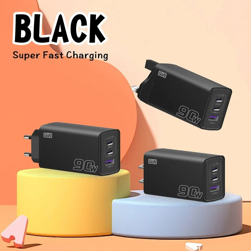 3IN1 90W Multi-port Charger 2PD+USB Fast Charging Head Full-protocol