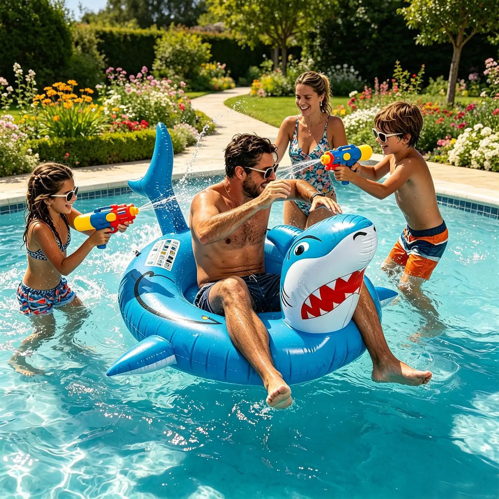 Shark Pool Floats Adults Inflatable Sun Tanning Lounge Chair Quick