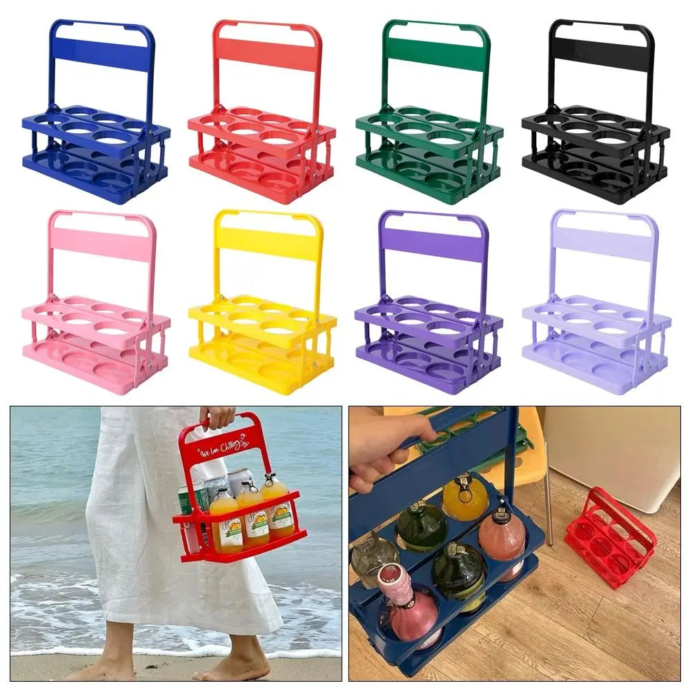 1Pcs 6 Hole Beer Bottle Carrier Cup Foldable Reusable Drink Holder Durable Cup Organizer Bar Beverage Display Wine Rack Zpaxo
