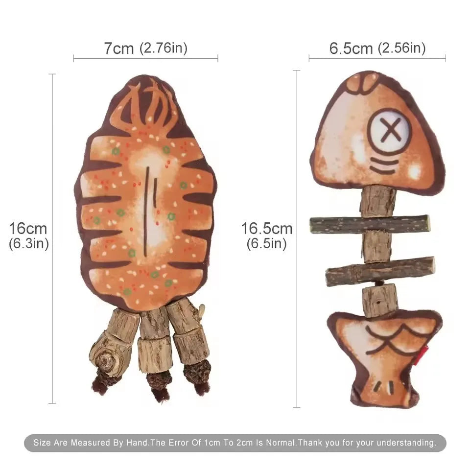 Grilled Fish Squid Cat Chew Toy Silvervine Catnip Interactive Teeth