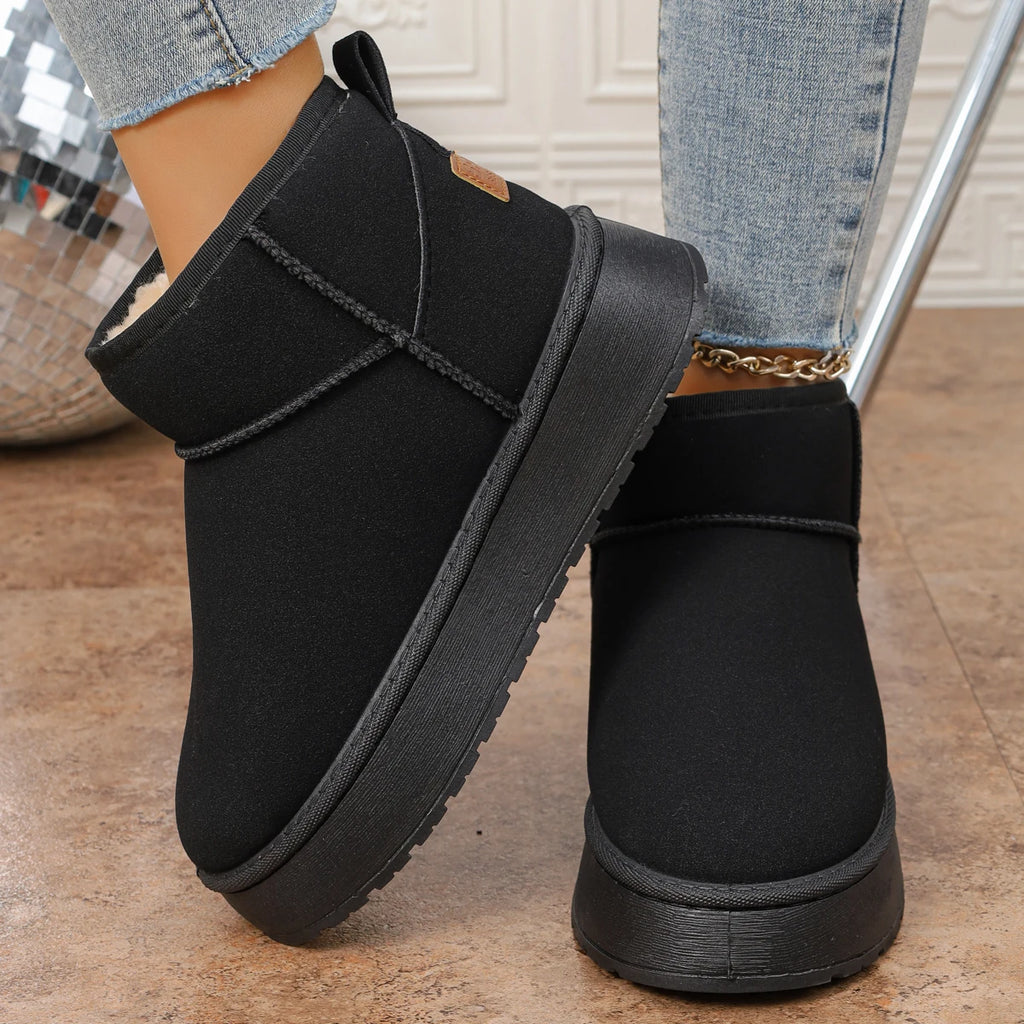 Winter Women Ankle Boots Thick Plush Platform Snow Boots Women Keep Warm Fur Cotton Shoes for Woman Faux Suede Slip-On Shoes Zpaxo