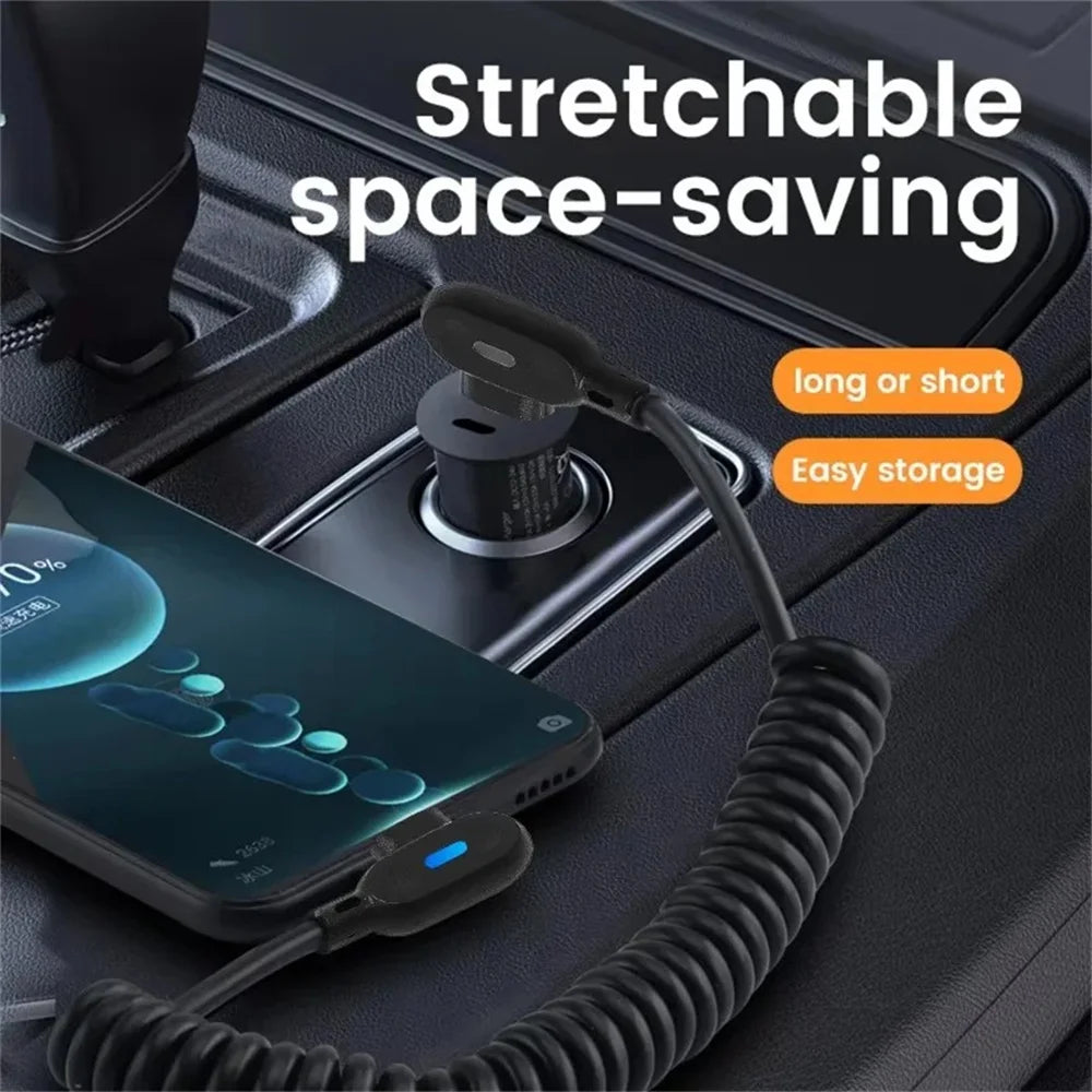6A USB-C Elbow Spring Telescopic Fast Charging Cable USB-C Charging Cable Zpaxo