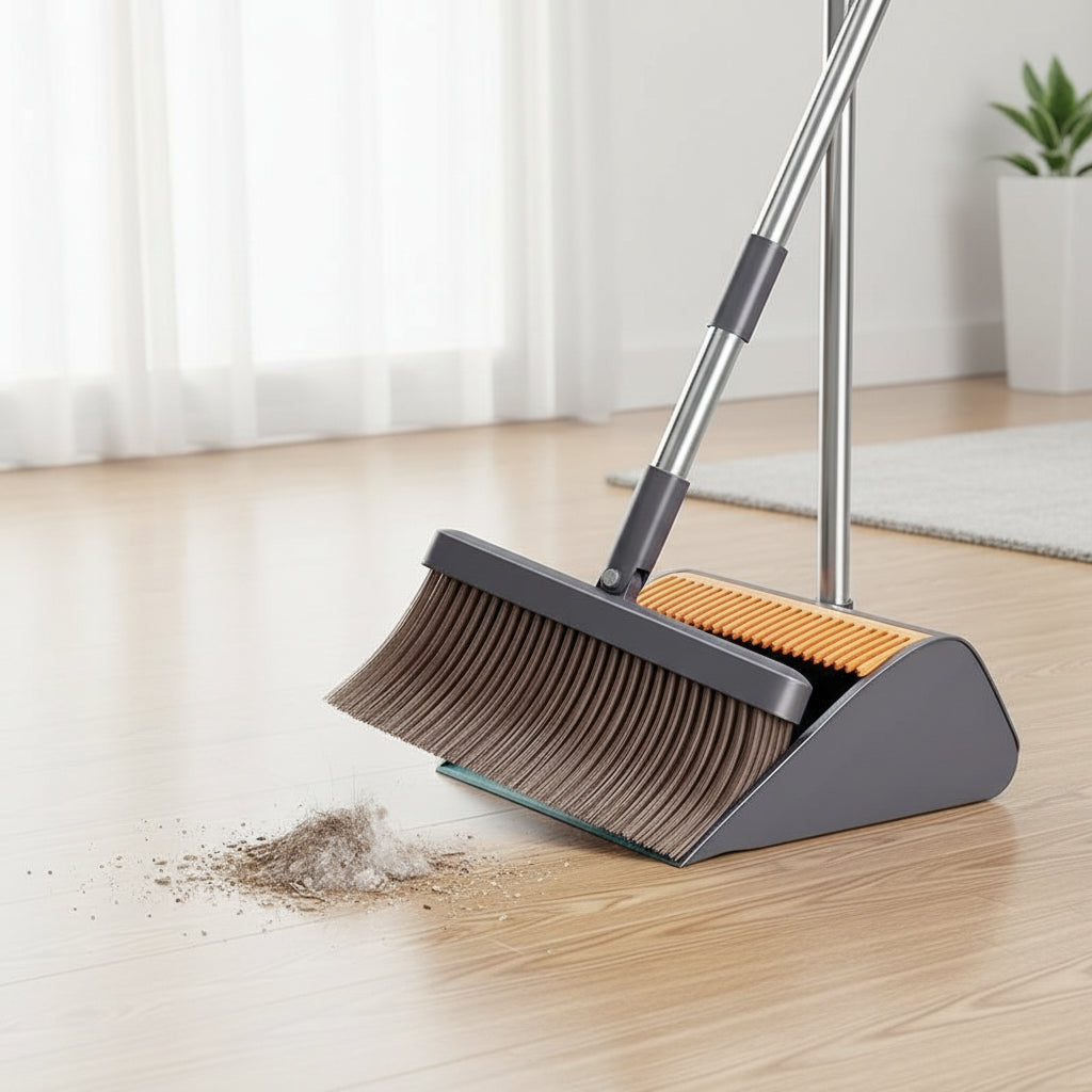 JOYBOS 30cm Broom & Dustpan Set – 180° Rotating Floor Sweep Broom & Dustpan Set Zpaxo