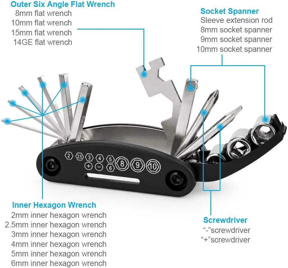Bicycle Repair Tools Kit, Bike Accessories, Multi Tool Set with Pump Tire Patch, Portable Mountain Road BikeTire Auto Tool Set Zpaxo