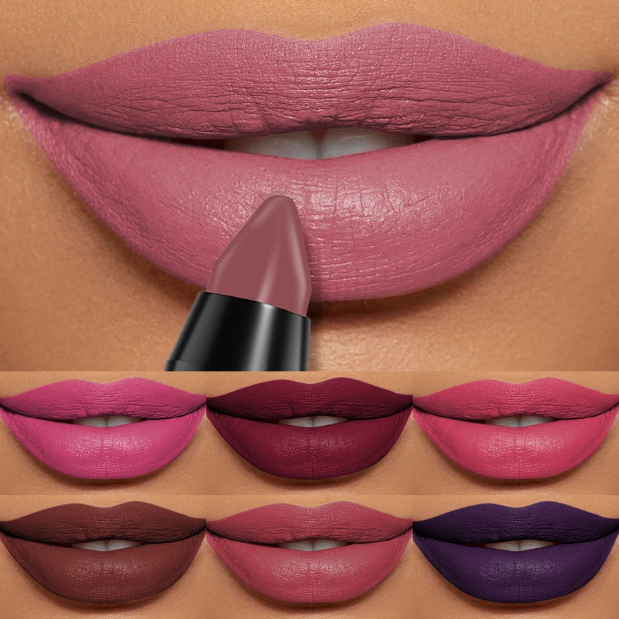 15-Color Velvet Matte Lipstick Pencil Waterproof Red Brown Pink Long