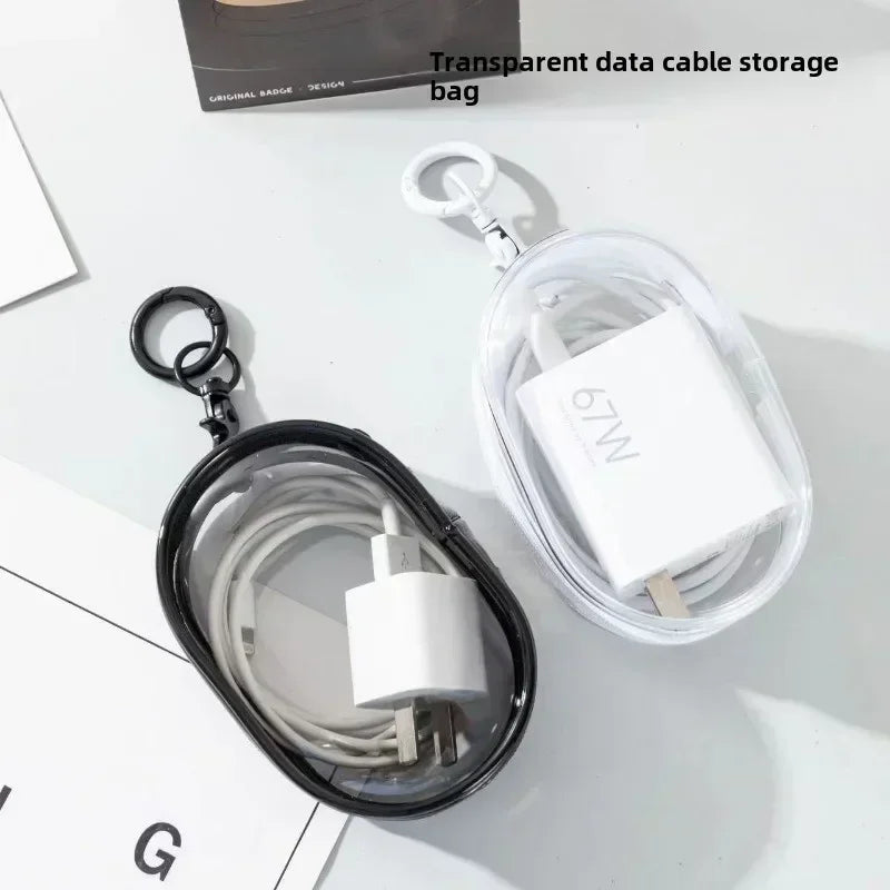 New 1/10PCS Data Cable Charger Charging Storage Transparent Coiling Travel Earphone Storage Case Mobile Phone Organizer Pouch Zpaxo