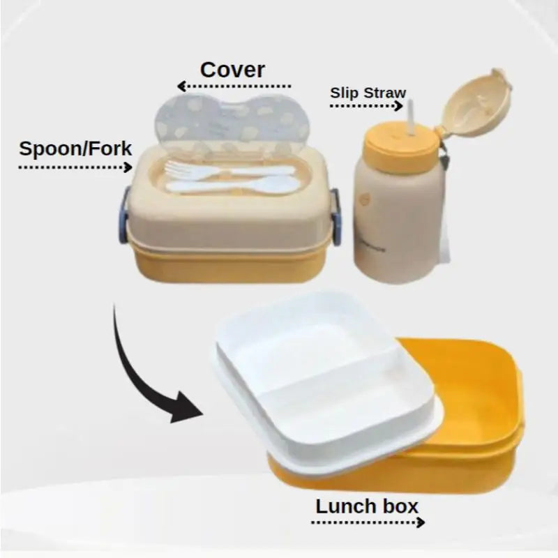 Kids 2-in-1 Bento Lunch Box & Water Bottle Set – Fruit Design Kids Bento Lunch Set Zpaxo