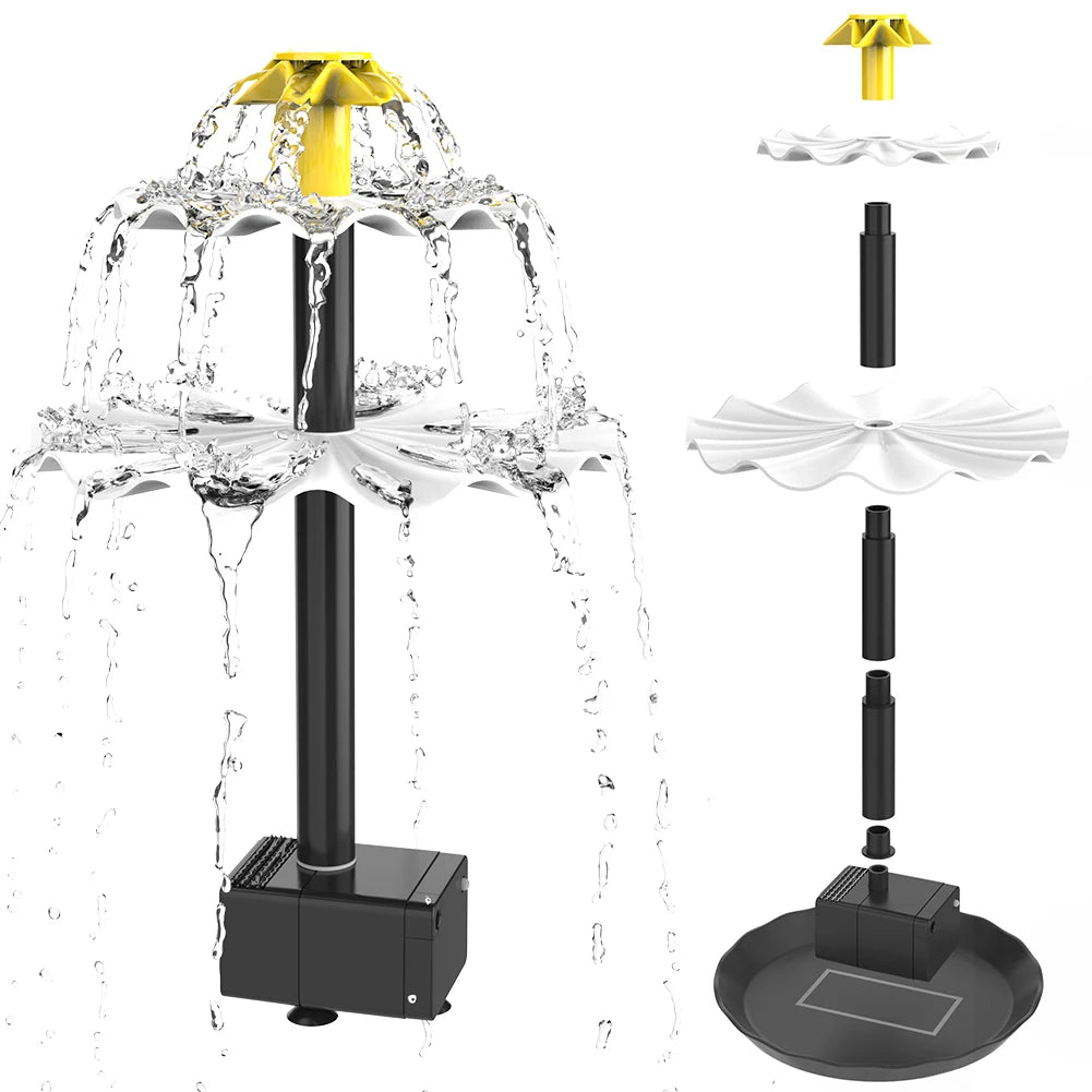 3 Tiered Water Fountain with Solar Panel Water Fountain and Birdbath Water Fountain with Birdbath for Yard Patio Deck Decoration Zpaxo