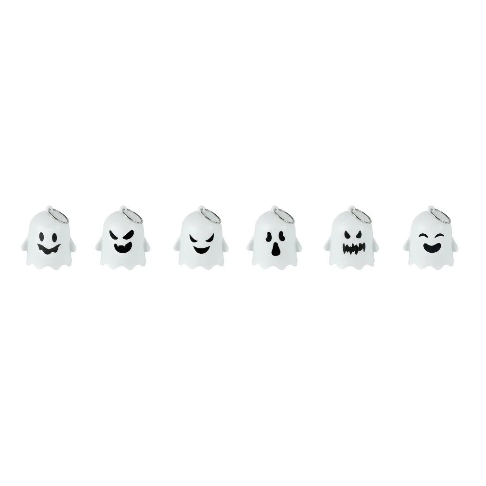 6PCS Cute Halloween Luminous Ghost Keychain LED Hanging Ghost Pendant Party Luminous Ghost Light Gifts Phone Decor Zpaxo 6pcs-set