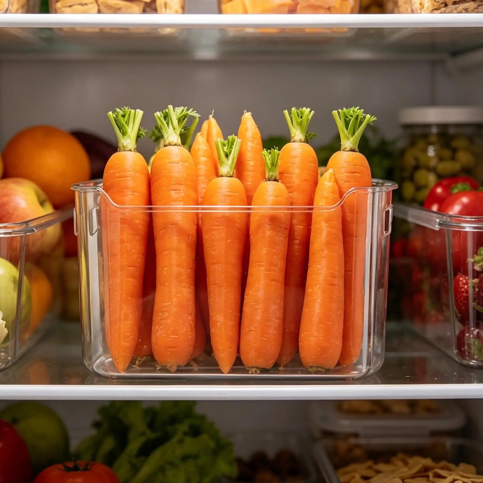 Refrigerator Bins Handles Clear Door Containers Organizer Kitchen