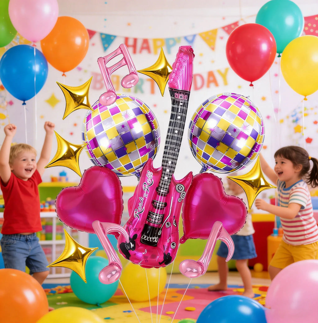 Singer Balloons Music Note Guitar Disco Foil Dancing Queen Rock