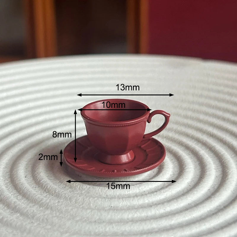 ▶Miniature Afternoon Tea Scene Decoration Doll Accessories Toys Dollhouse French Mini Coffee Cup And Saucer Kit Zpaxo A1
