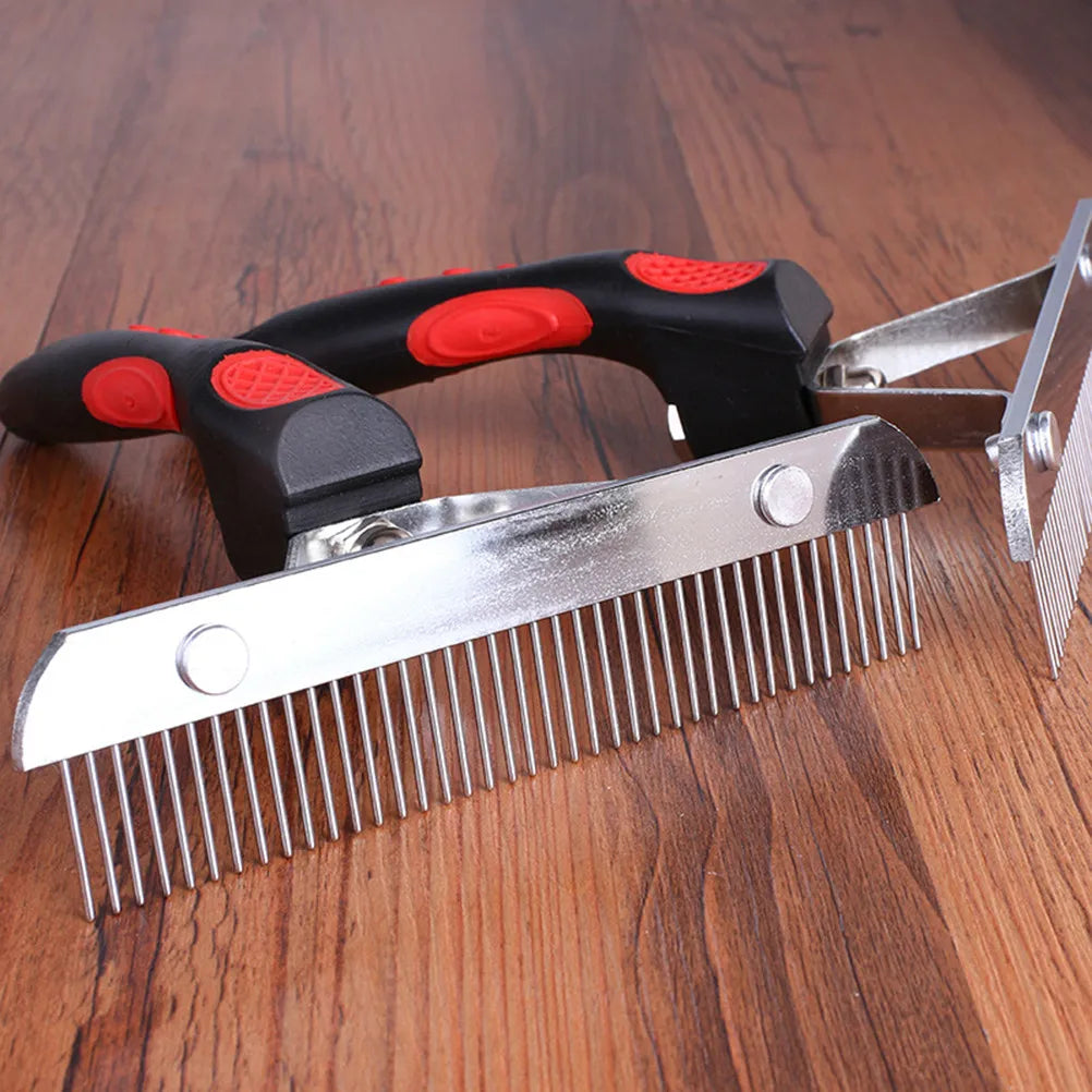 Double Rows Metal Pet Comb Brush Dogs Puppies Cats Grooming Detangler