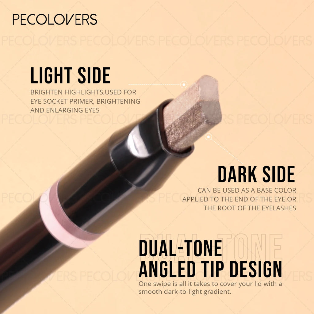 1PC Glitter Double Color Eyeshadow Stick Metallic Gradient Waterproof Two Tone Long Lasting Shimmer Shadow Pen 2 in 1 Eye Makeup Zpaxo