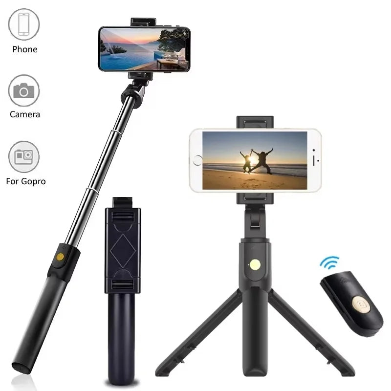 Foldable Wireless Selfie Stick Tripod Stand With Bluetooth Remote Extendable Portable Tripod For CellPhone Video Shooting Live Zpaxo