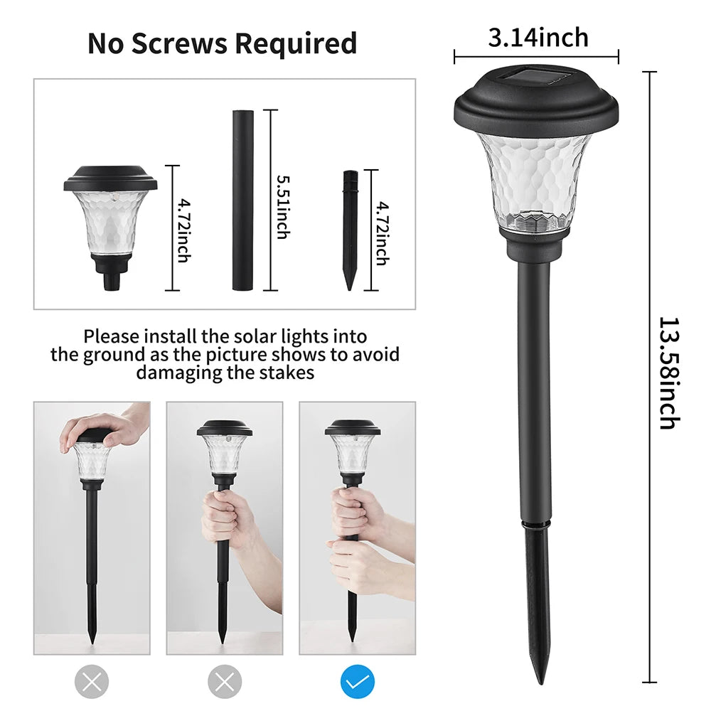 Solar Pathway Lights Waterproof IP65 LED Outdoor Lighting Warm Path Zpaxo