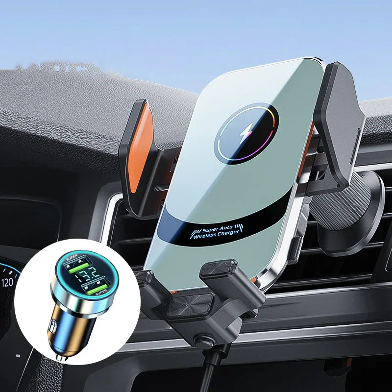 UYUXIO Wireless Car Charger Fast Charging Auto Clamping Air Vent Zpaxo with Car Charger