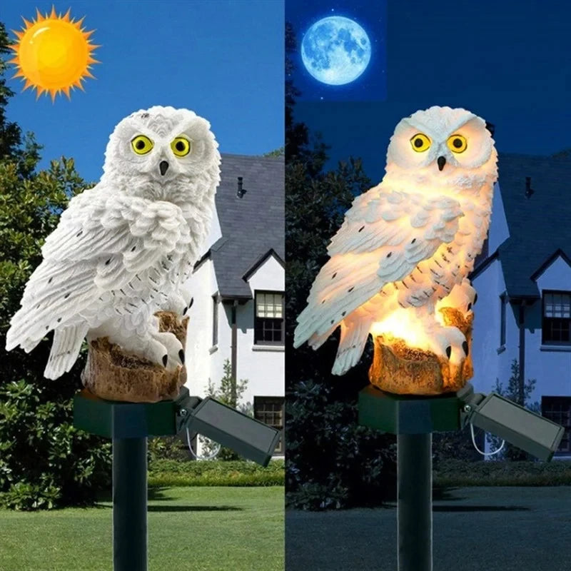 Solar Owl Statue Garden Light LED Waterproof Powered Outdoor Zpaxo