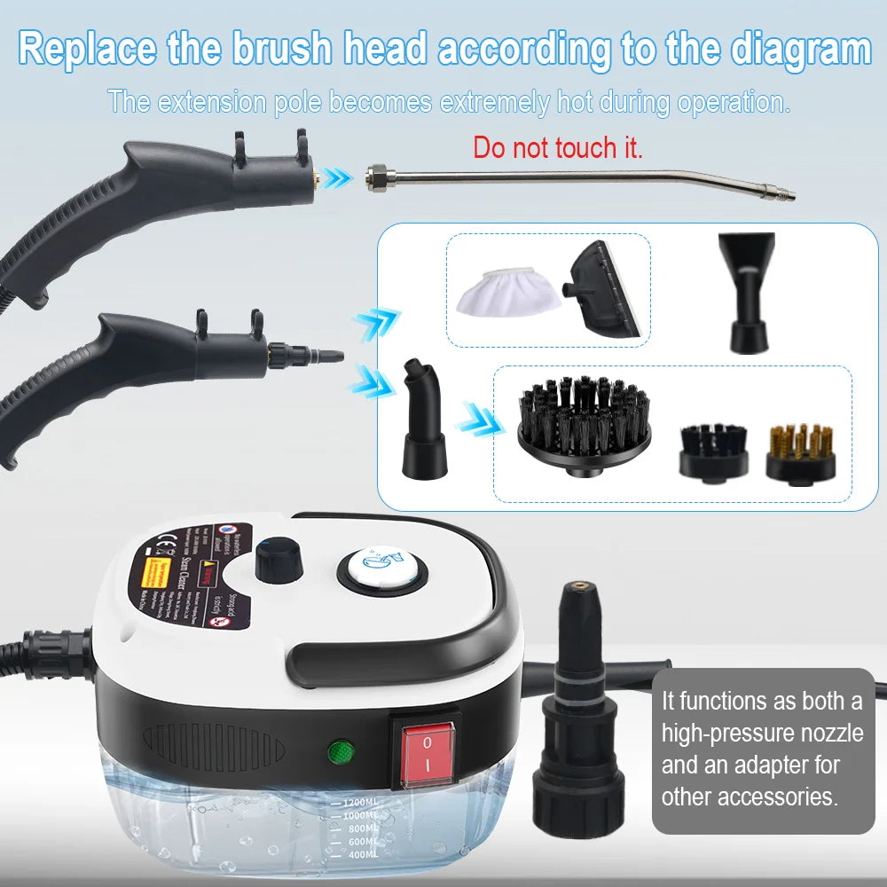Portable Handheld High Pressure Steam Cleaner Household Multifunctional Steam Cleaning Machine Kitchen Hood Air Conditioner Car Zpaxo