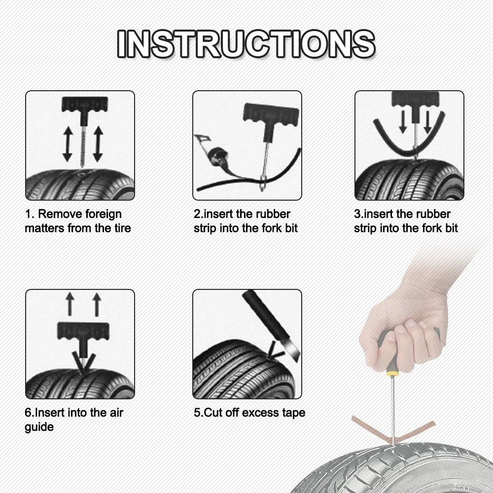 20 Car Tire Repair Tool Tubeless Tyre Puncture Plug Studding Garage