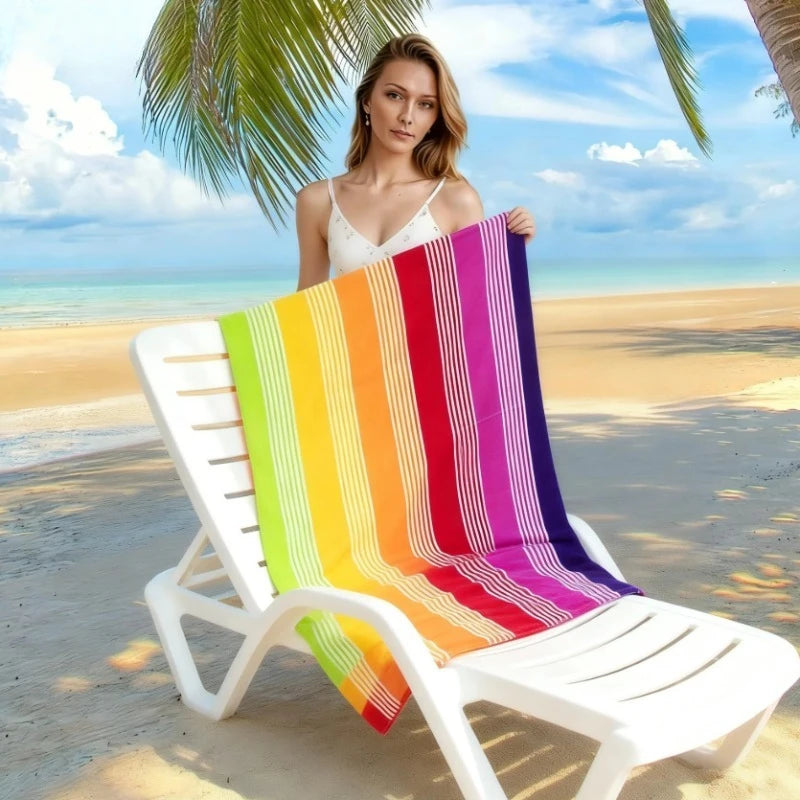 Extra Large Rainbow Stripe Beach Towel Soft Microfiber Quick-dry Wrap