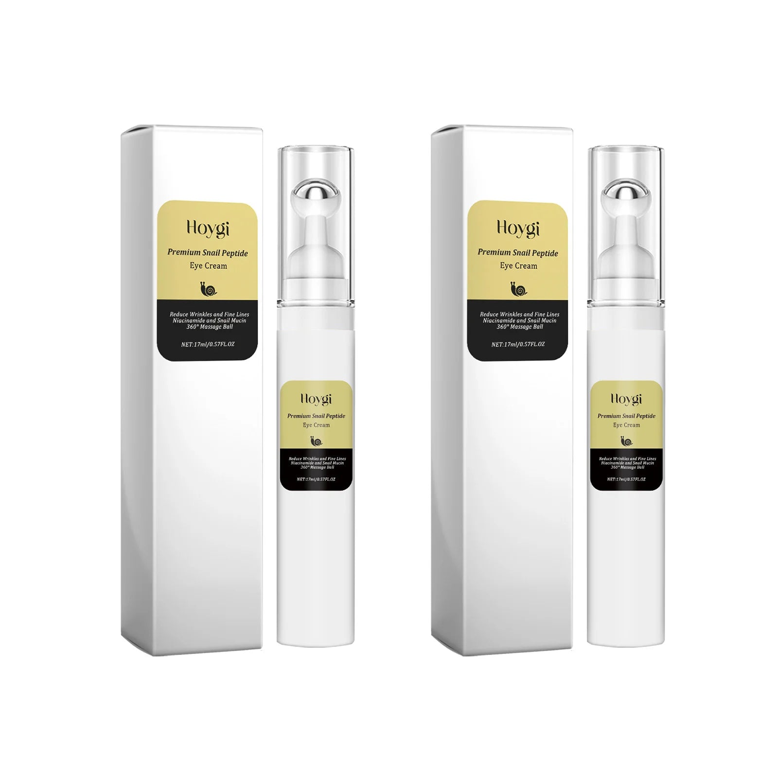 Hoygi Snail Peptide Eye Cream Roller – Dark Circles & Eye Bags Eye Cream Roller Zpaxo 2 x 17ml Boxed
