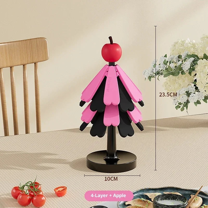 Christmas Tree Silicone Trivet Mat – Heat-Resistant Foldable Coaster Silicone Trivet Mat Zpaxo four layers A 23.5x10 cm