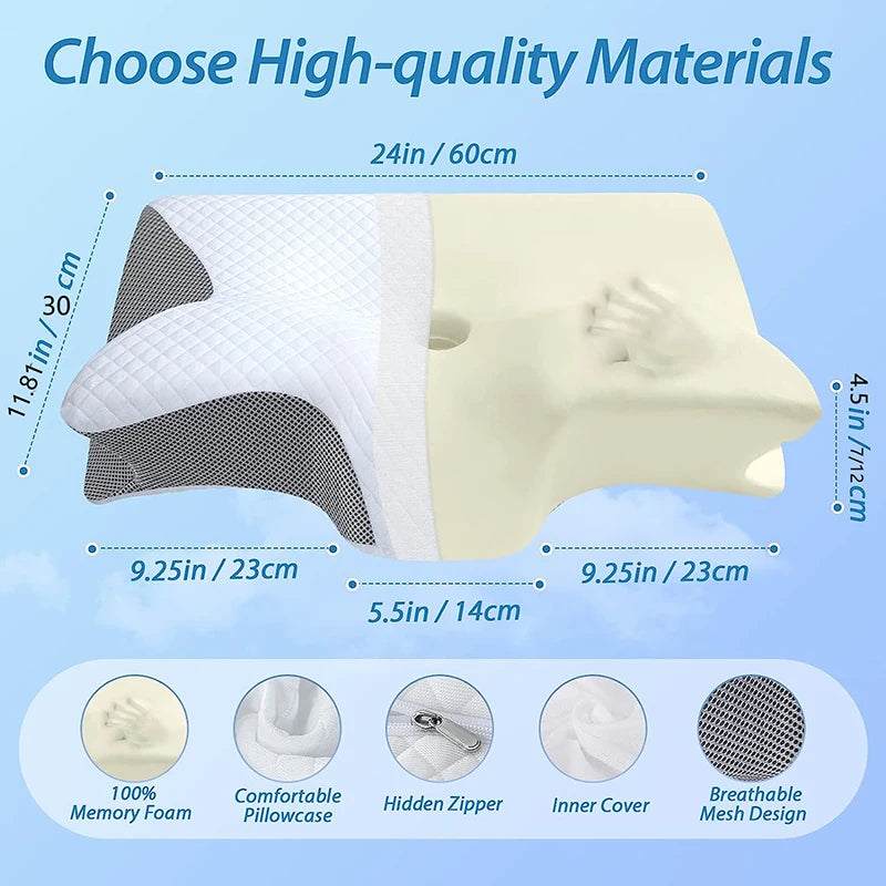 1pc Memory Foam Cervical Pillow, 2 in 1 Ergonomic Contour Orthopedic Pillow for Neck Pain, Contoured Support Pillows,Neck Pillow Zpaxo