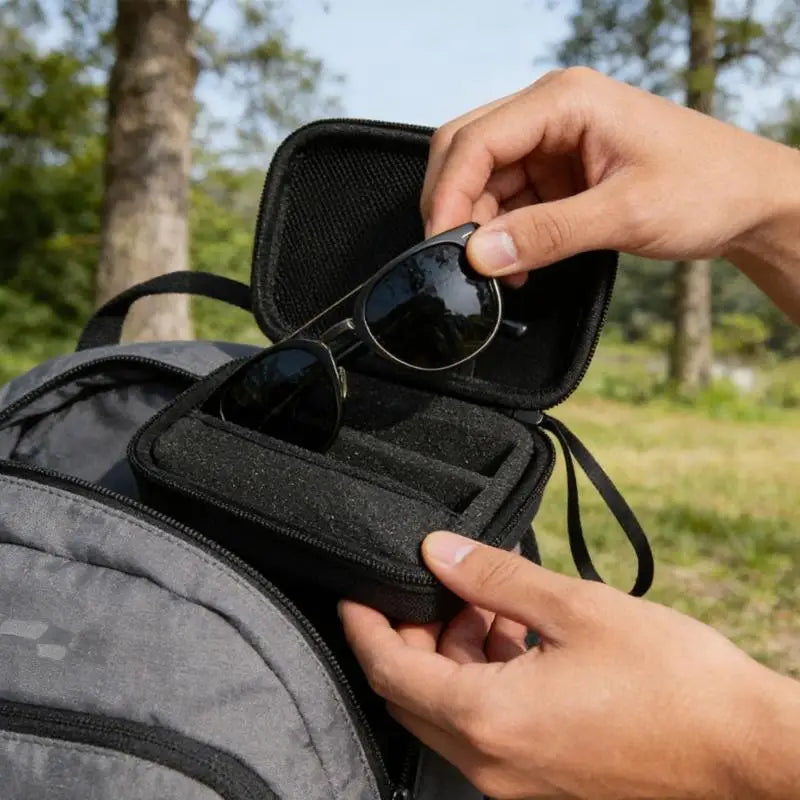 652F Double Slot Sunglass Stoarge Bag Straps Eyeglasses Carrying Case Zpaxo