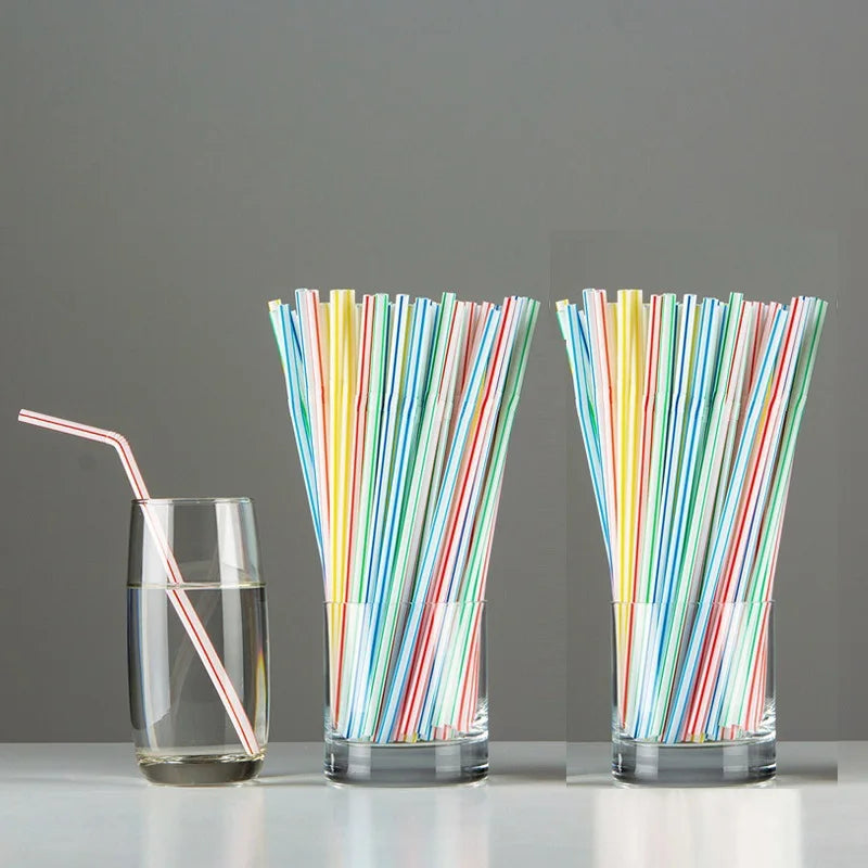50-3000Pcs Plastic Drinking Straws Flexible Multicolor Drinking Straws Milk Tea Bar Party Wedding Kitchen Home Accessories Zpaxo