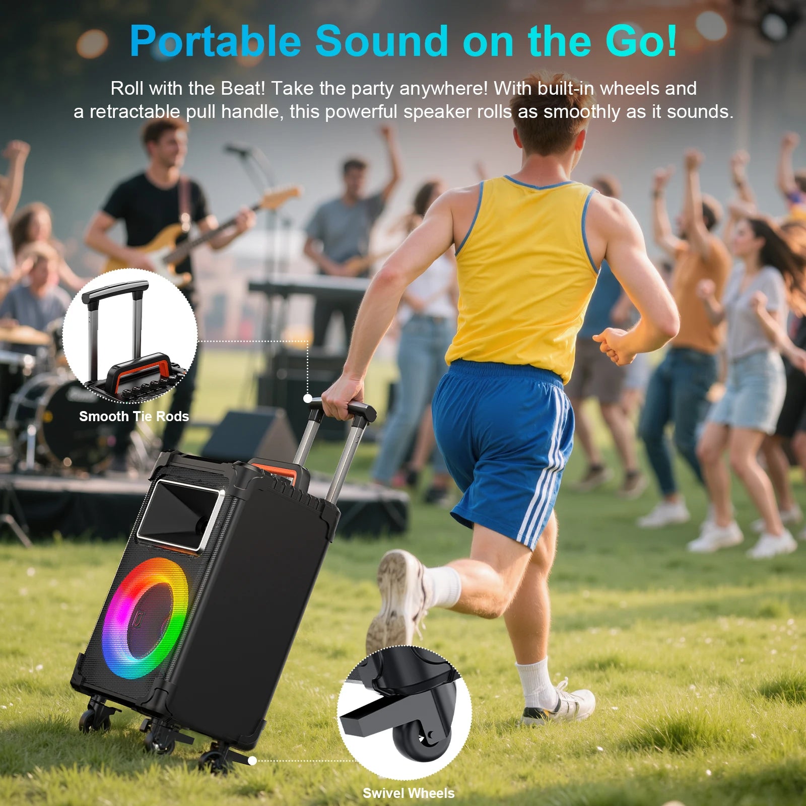 An20 Karaoke Machine About Bass Speaker Large Bluetooth Party Lights