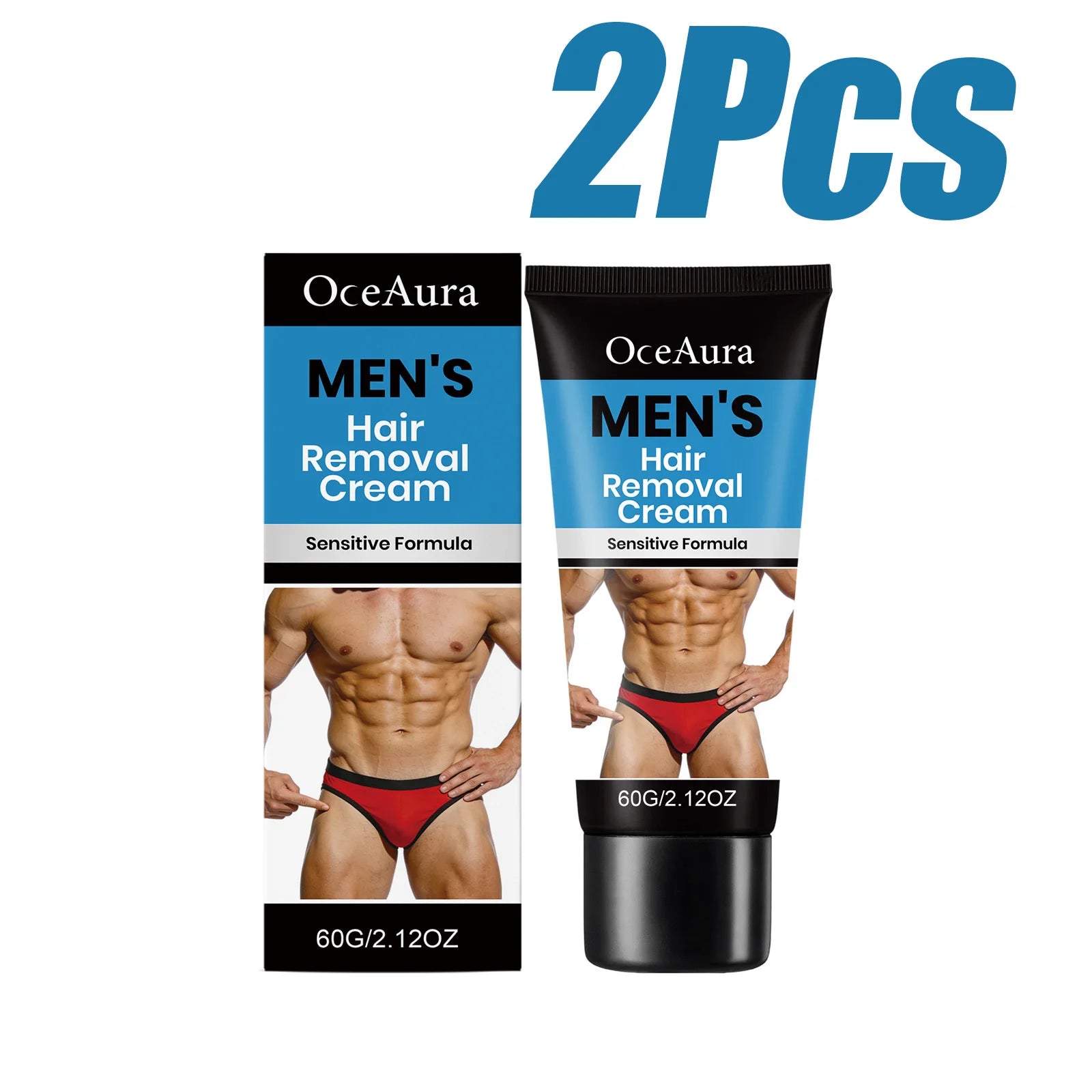 OceAura Men's Painless Hair Removal Cream | Body Depilatory Depilatory Cream Zpaxo 2 x 60g Boxed