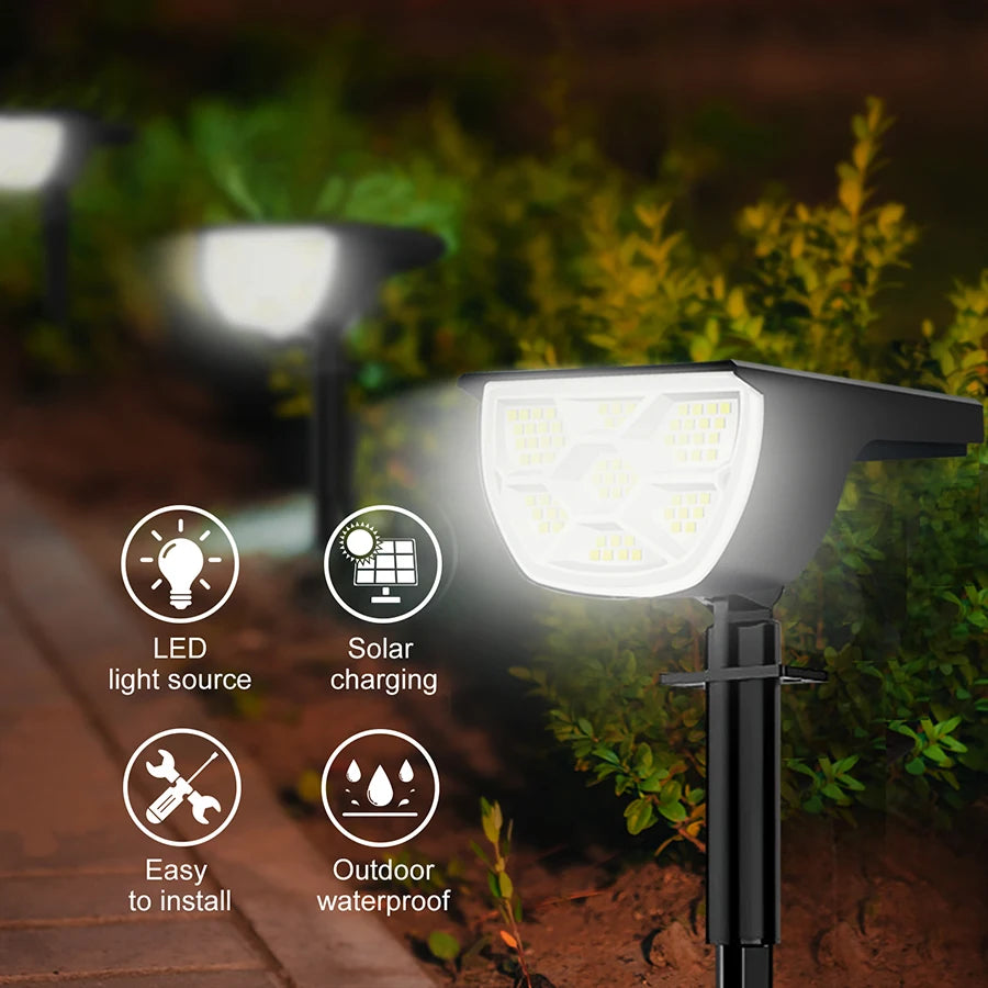 72/68 LED Solar Landscape Spotlights Lights Outdoor 2-in-1 Garden Outdoor Solar Powered Wall Light 3 Mode Front Door Backyard Zpaxo