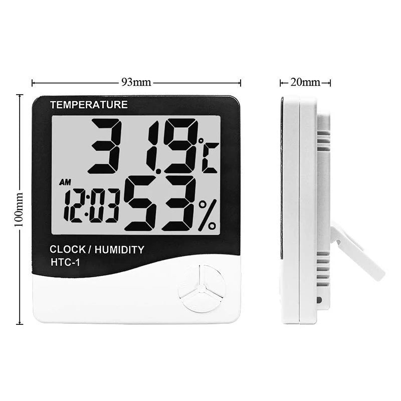 LCD Digital Thermometer Hygrometer – Indoor Humidity & Temp Meter Thermometer Hygrometer Zpaxo HTC-1 white