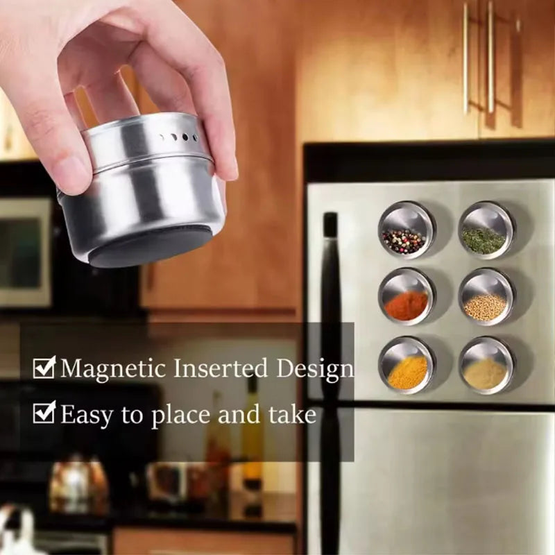 Magnetic Spice Jar Stainless Steel Tins Pepper Spray Tools Seasoning